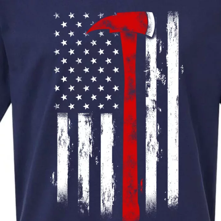 Fire Ax Fire Departt Firefighter American Axe Flag Gift Sueded Cloud Jersey T-Shirt