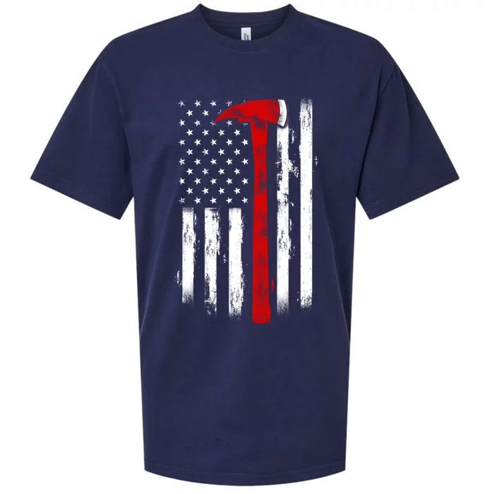 Fire Ax Fire Departt Firefighter American Axe Flag Gift Sueded Cloud Jersey T-Shirt