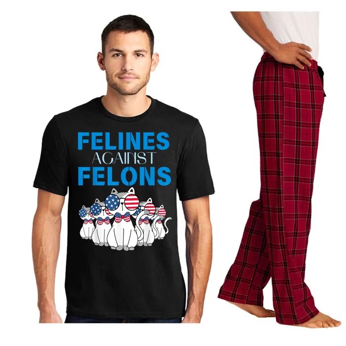 Felines Against Felons Funny Donald Trump 2024 Cat Gift Pajama Set