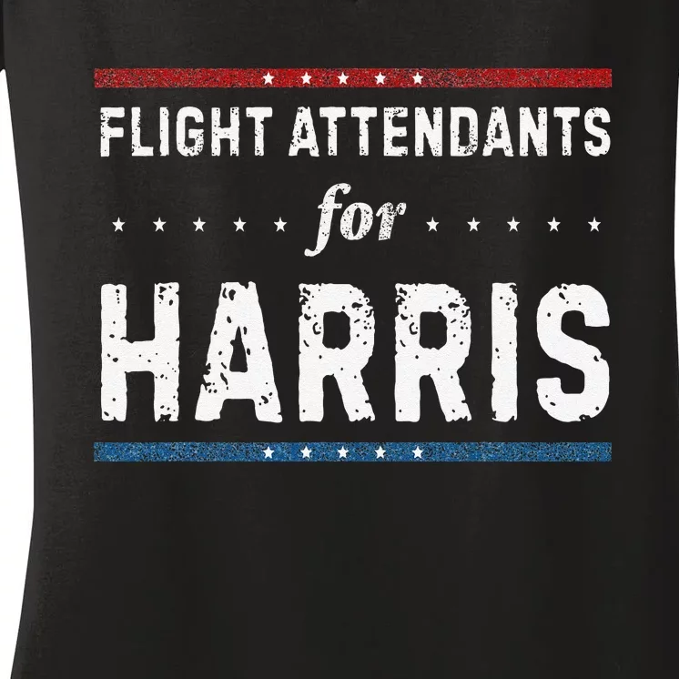 Flight Attendants For Kamala Harris President 2024 Women's V-Neck T-Shirt