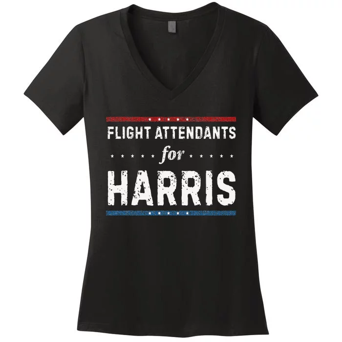 Flight Attendants For Kamala Harris President 2024 Women's V-Neck T-Shirt