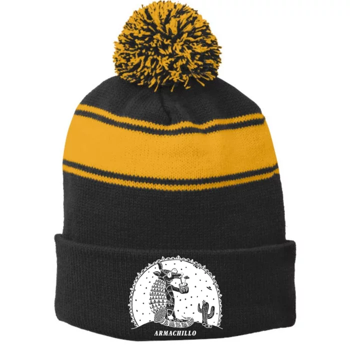 Funny Armadillo Stripe Pom Pom Beanie