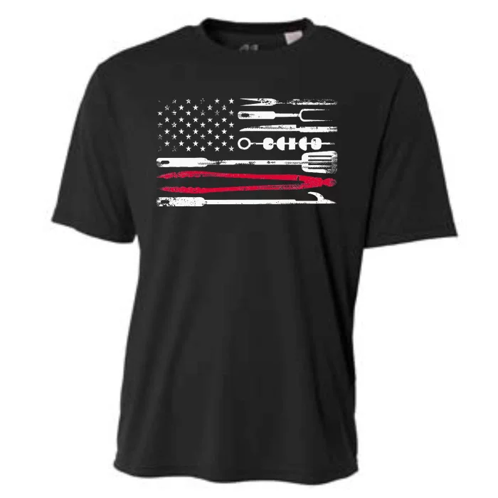 Funny American Flag Grilling Tools BBQ Grill Barbecue Tool Cooling Performance Crew T-Shirt