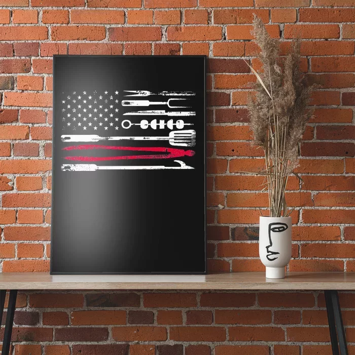 Funny American Flag Grilling Tools BBQ Grill Barbecue Tool Poster