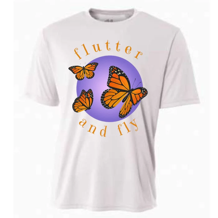 Flutter And Fly Apparel Monarch Butterflies On Glowing Moon Cooling Performance Crew T-Shirt