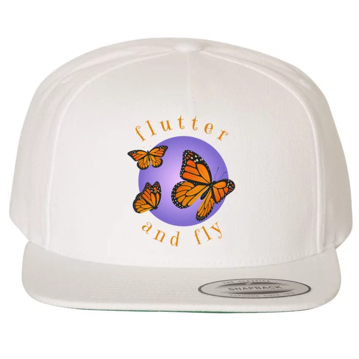 Flutter And Fly Apparel Monarch Butterflies On Glowing Moon Wool Snapback Cap