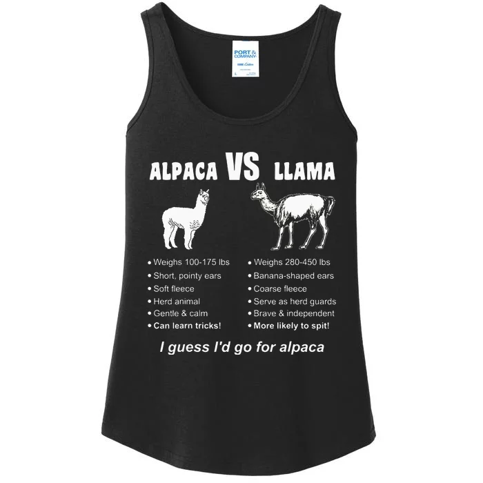 Funny Animal Facts Differences Llama Vs Alpaca Squad Lovers Ladies Essential Tank