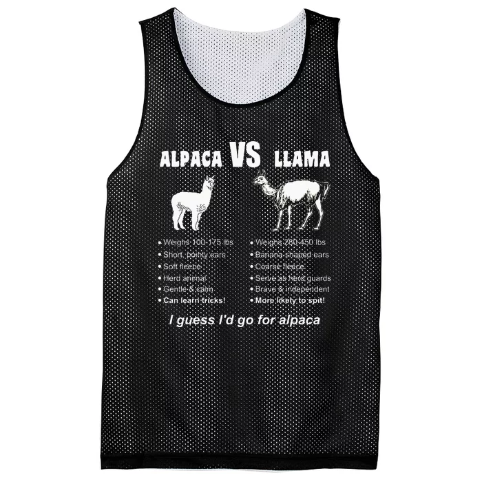 Funny Animal Facts Differences Llama Vs Alpaca Squad Lovers Mesh Reversible Basketball Jersey Tank