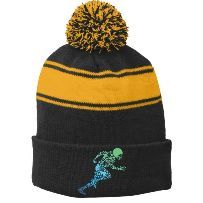 Football American Football Stripe Pom Pom Beanie