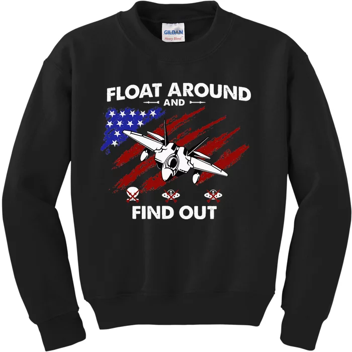 Float Around & Find Out Chinese Spy Balloon & UFOs USA Flag Kids Sweatshirt