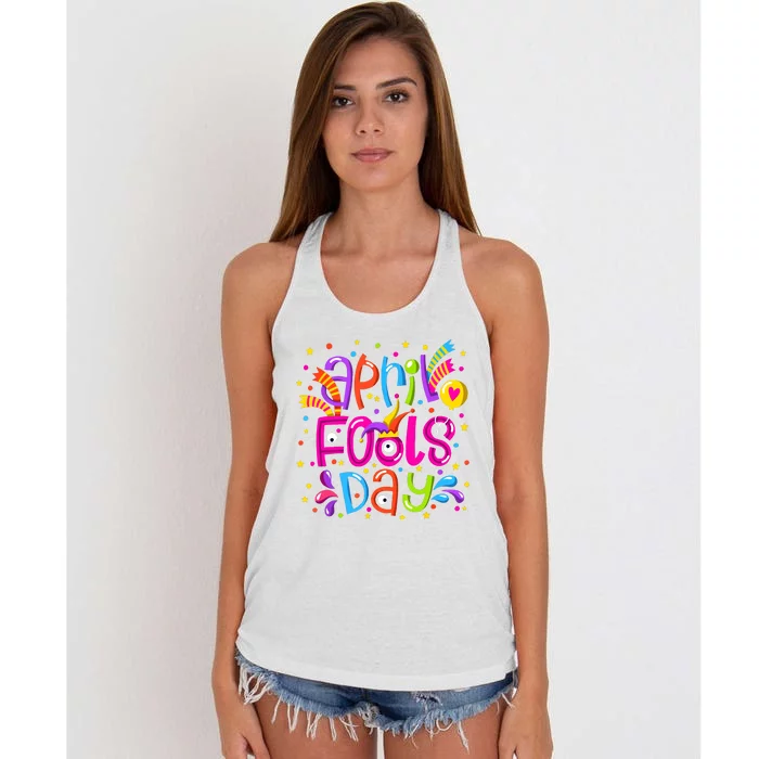 Funny April Fools Day Women's Knotted Racerback Tank