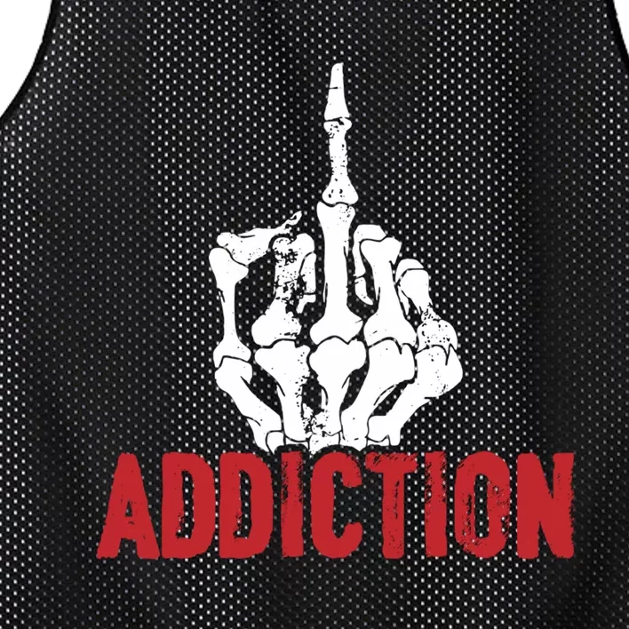 Fuck Addiction Funny Middle Finger Alcohol Drug Mesh Reversible Basketball Jersey Tank