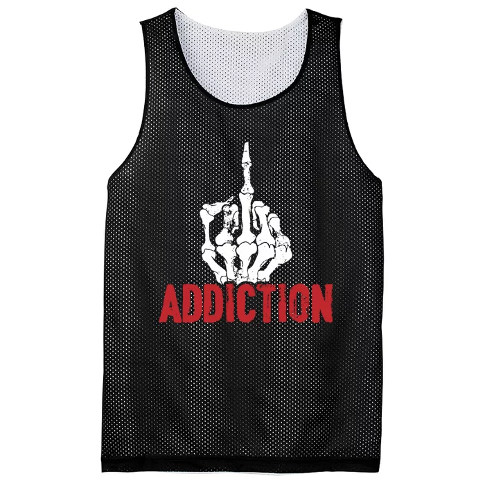 Fuck Addiction Funny Middle Finger Alcohol Drug Mesh Reversible Basketball Jersey Tank