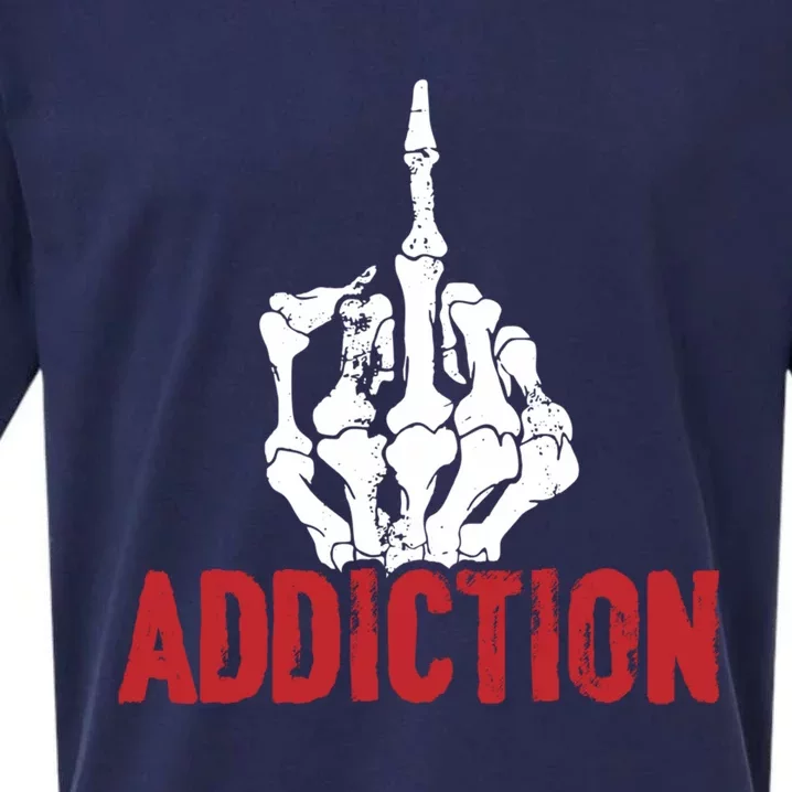 Fuck Addiction Funny Middle Finger Alcohol Drug Sueded Cloud Jersey T-Shirt