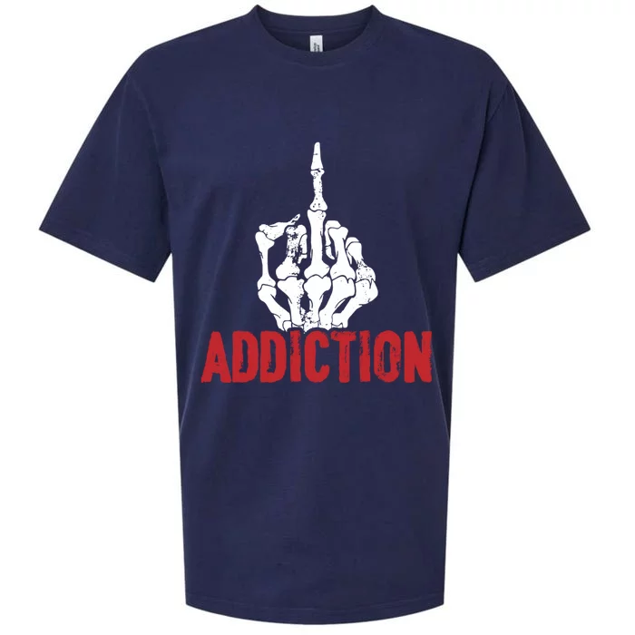 Fuck Addiction Funny Middle Finger Alcohol Drug Sueded Cloud Jersey T-Shirt