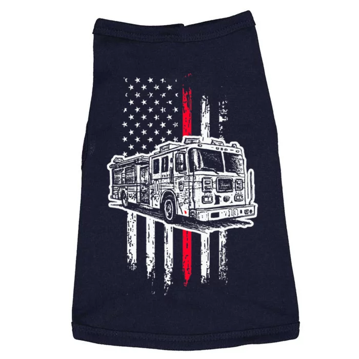 Fireman American Flag Firefighter Fire Truck Doggie Tank