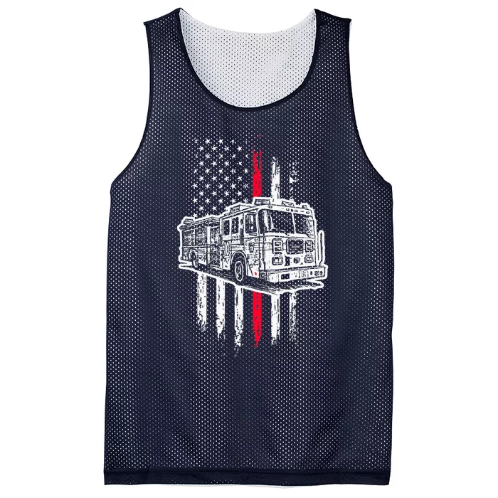 Fireman American Flag Firefighter Fire Truck Mesh Reversible Basketball Jersey Tank