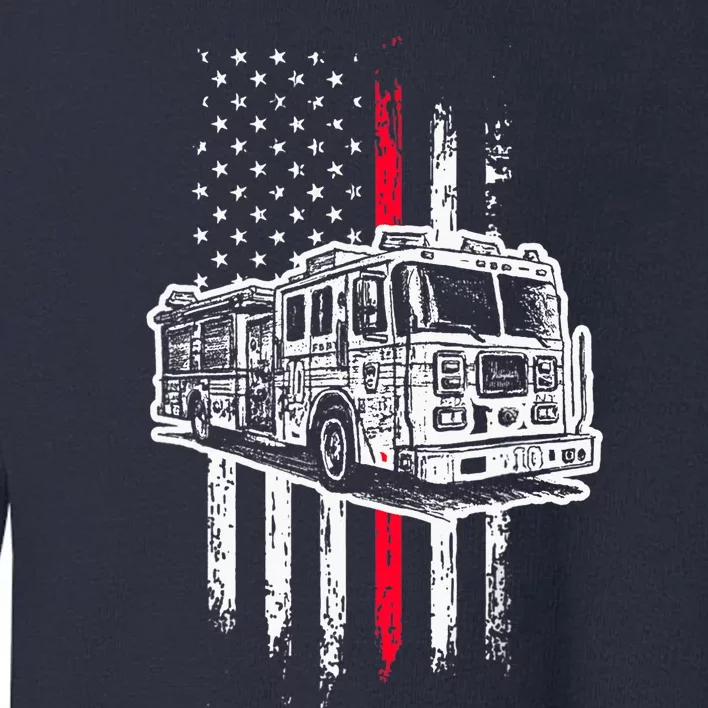 Fireman American Flag Firefighter Fire Truck Toddler Sweatshirt