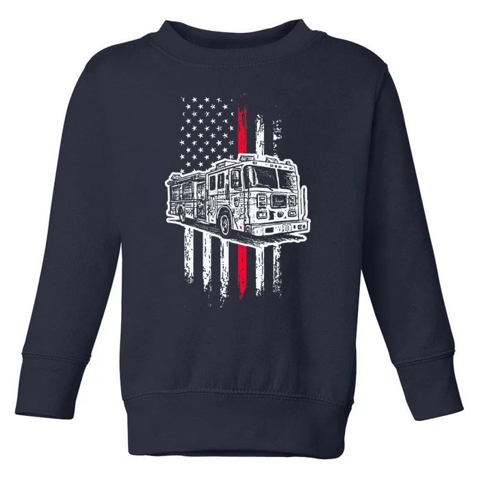 Fireman American Flag Firefighter Fire Truck Toddler Sweatshirt