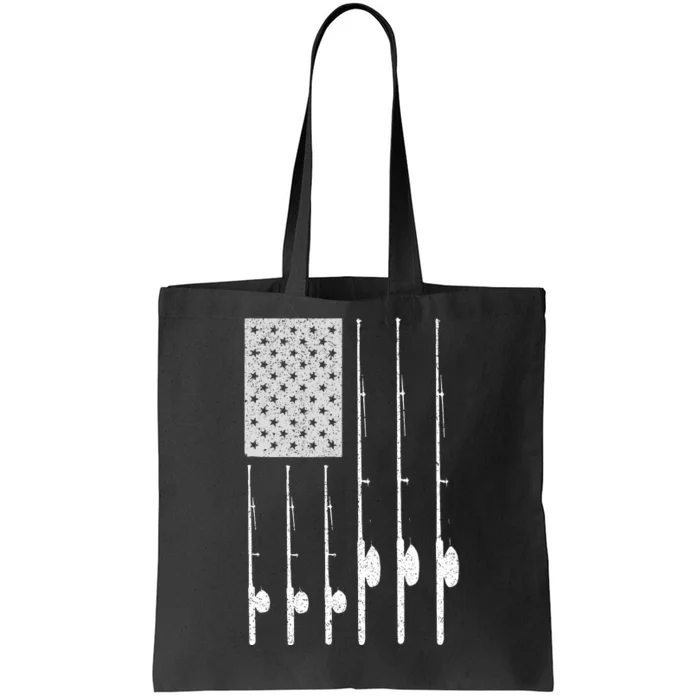 Fishing American Flag Rod USA Patriotic Fisherman Tote Bag