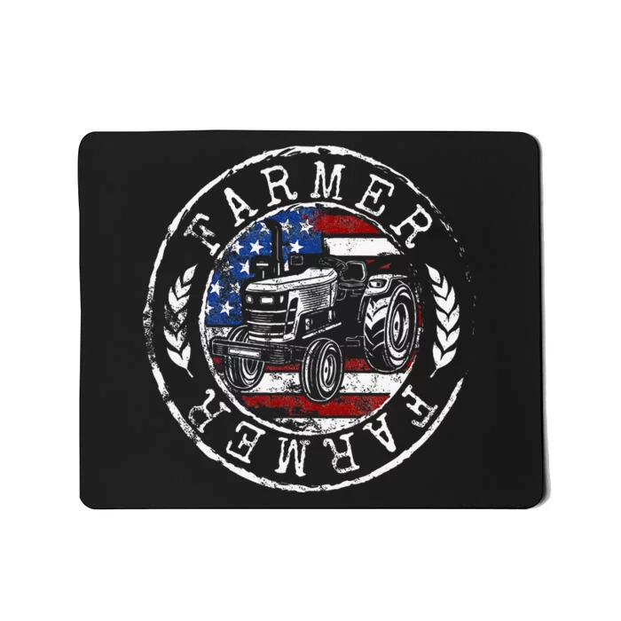 Farmer American Flag Farming Gift Usa Patriotic Stamp Style Mousepad