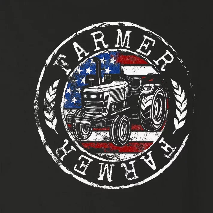 Farmer American Flag Farming Gift Usa Patriotic Stamp Style Toddler Long Sleeve Shirt