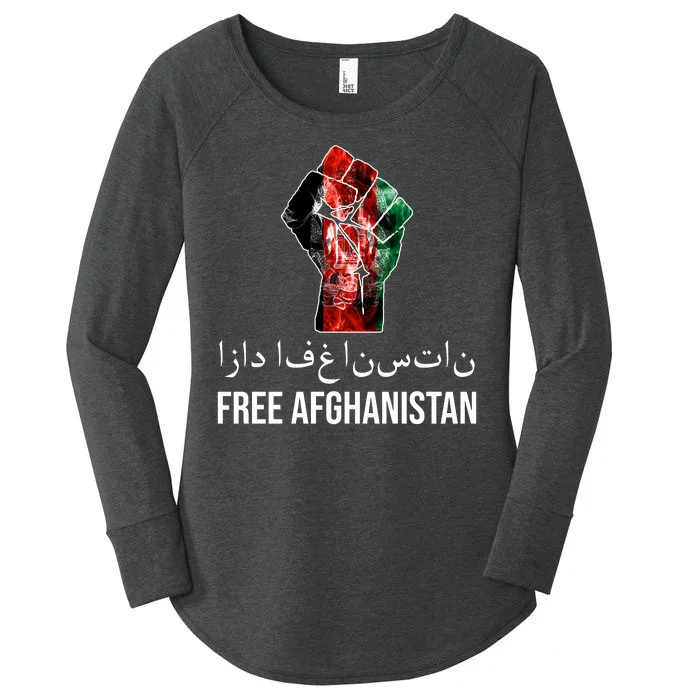 Free Afghanistan Fist Arabic Writing Women's Perfect Tri Tunic Long Sleeve Shirt