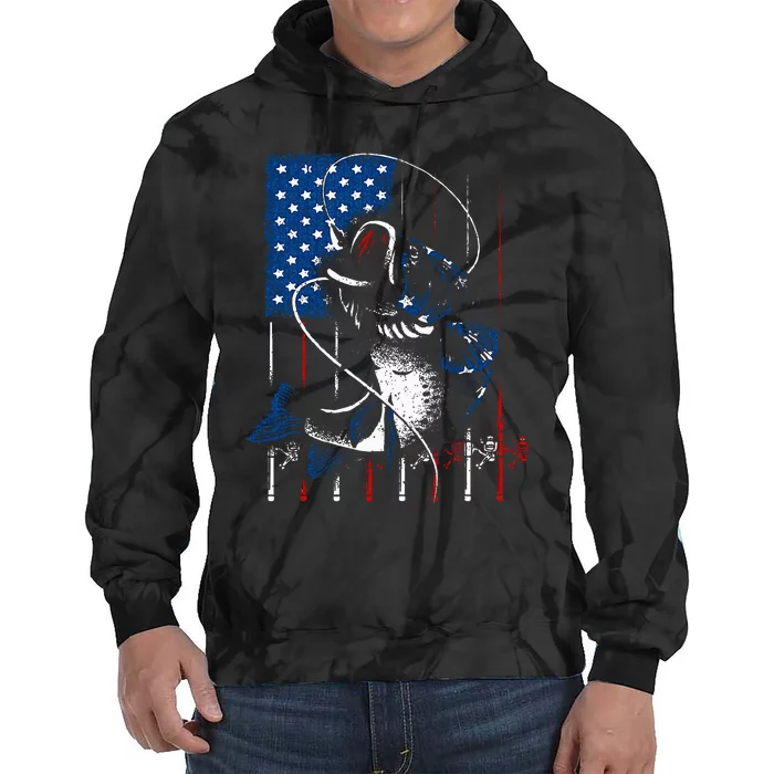 Fishing Art For American Flag USA Fishing Lover Tie Dye Hoodie