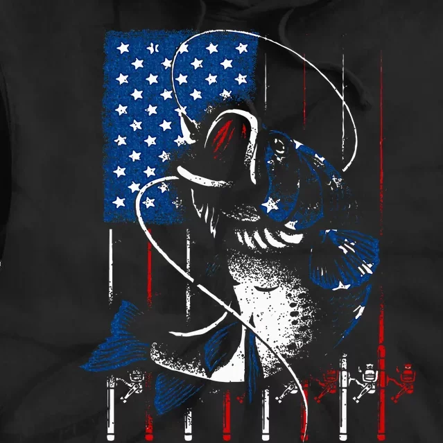 Fishing Art For American Flag USA Fishing Lover Tie Dye Hoodie