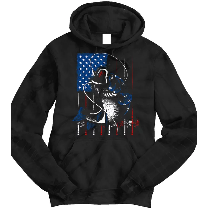 Fishing Art For American Flag USA Fishing Lover Tie Dye Hoodie