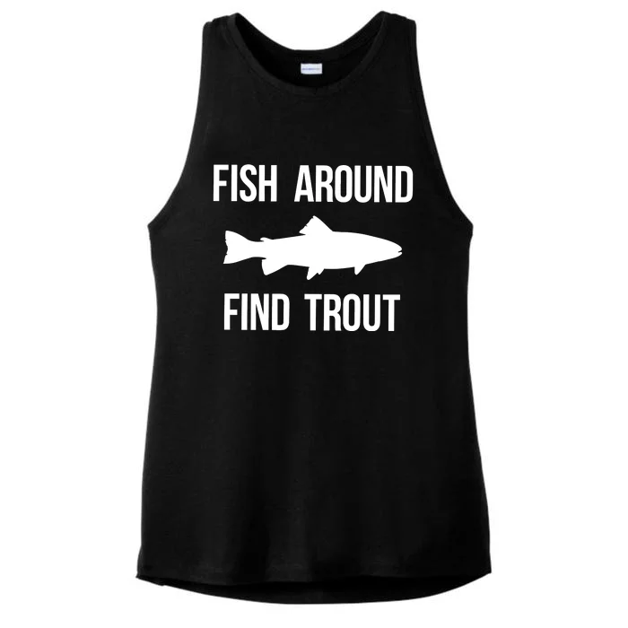 Fish Around Find Trout Fish Fishing Ladies Tri-Blend Wicking Tank