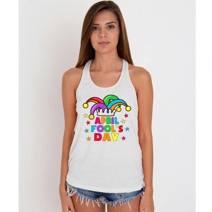 Funny April Fools Day Pranks Kit 1st April Jokes Adults Women's Knotted Racerback Tank