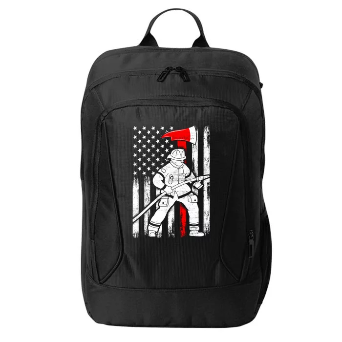 Firefighter American Flag Patriotic Us Fire 4th Of July Gift City Backpack