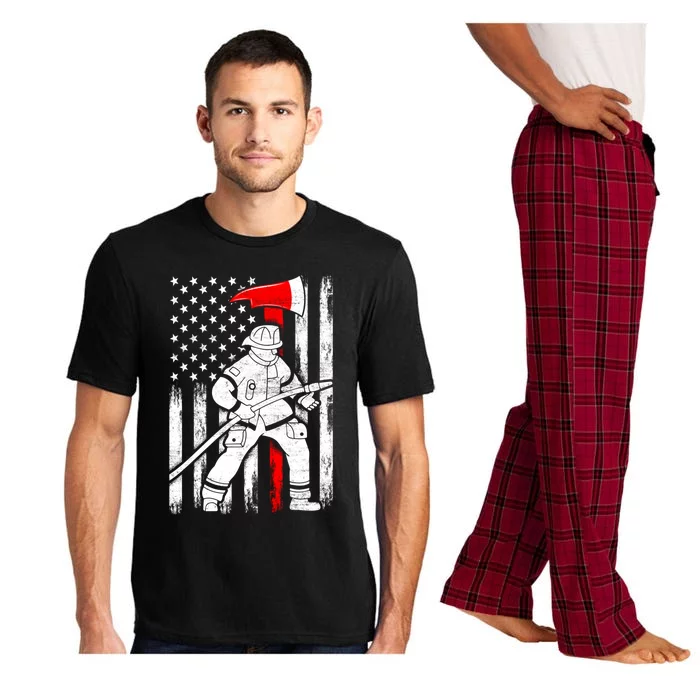 Firefighter American Flag Patriotic Us Fire 4th Of July Gift Pajama Set