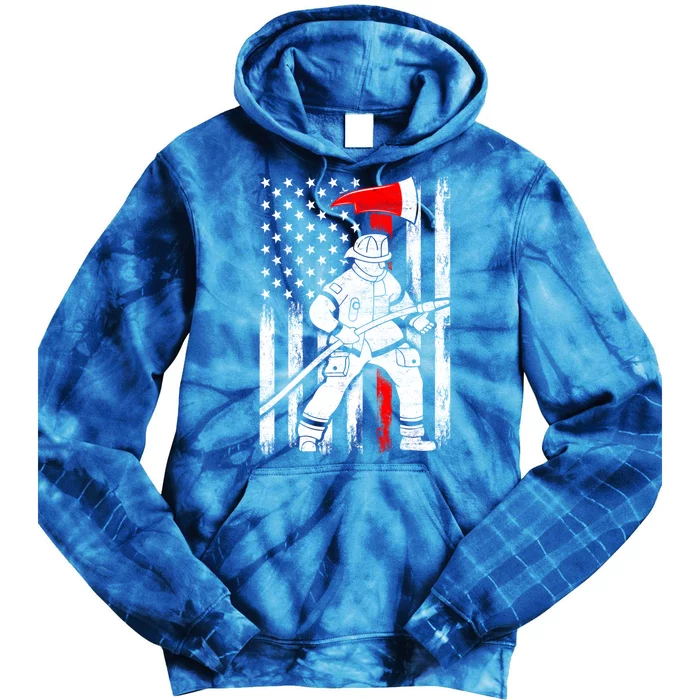 Firefighter American Flag Patriotic Us Fire 4th Of July Gift Tie Dye Hoodie