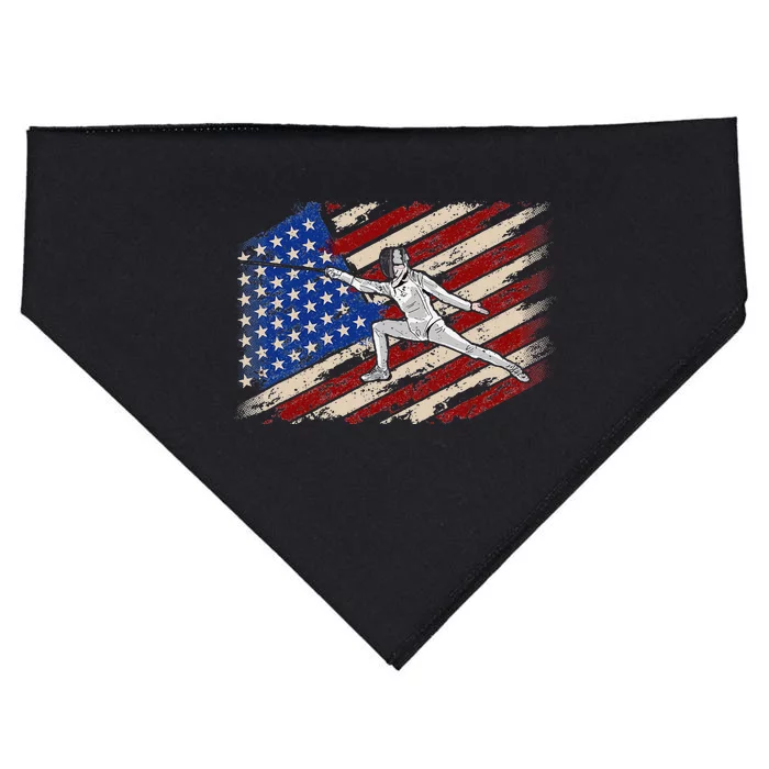 Fencing American Flag Fencer USA Foil Epee Saber Patriotic USA-Made Doggie Bandana