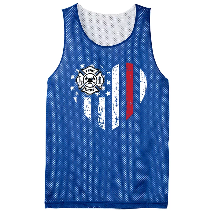 Firefighter American Flag Valentines Day Red Line Love Gift Mesh Reversible Basketball Jersey Tank