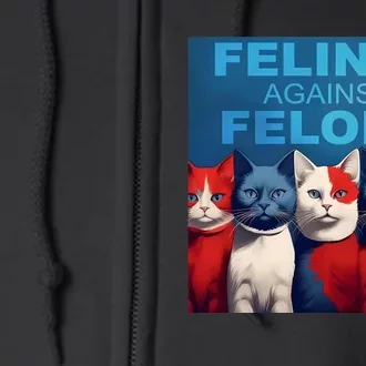 Felines Against Felons Kamala Harris Madam President Full Zip Hoodie