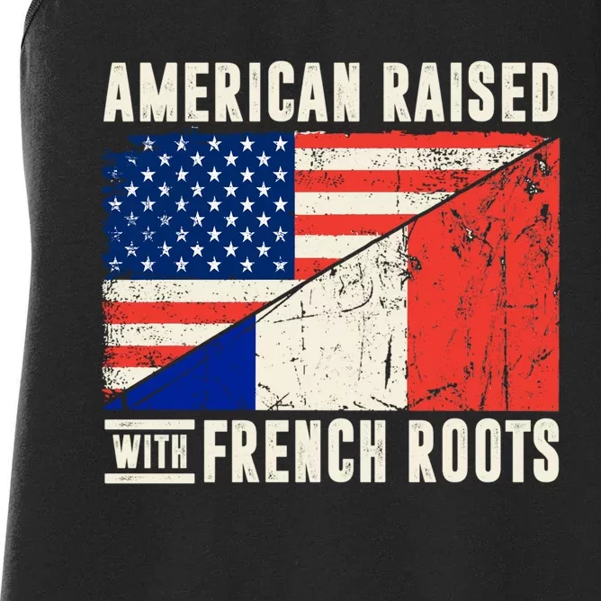 Flag American French Roots French American Funny Women's Racerback Tank