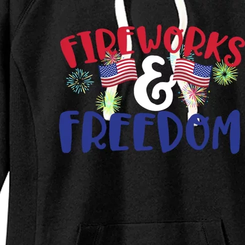 Fireworks And Freedom Fourth Of July Cool Gift Women's Fleece Hoodie