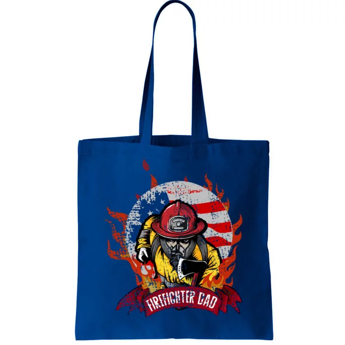 Firefighter American Flag Vintage Firefighter Dad Cool Gift Tote Bag