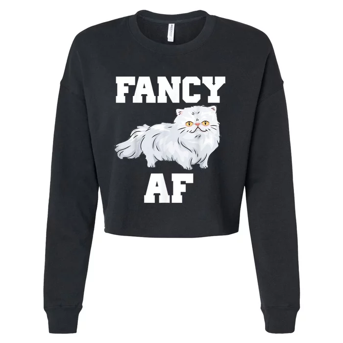 Fancy Af Funny White Persian Cat Cropped Pullover Crew