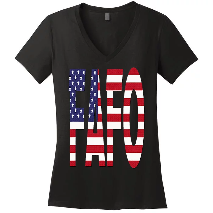 FAFO American Flag Women's V-Neck T-Shirt