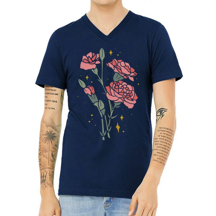 Flower Art V-Neck T-Shirt