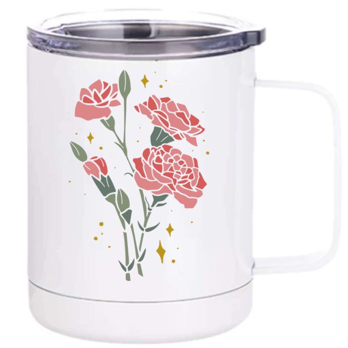 Flower Art Front & Back 12oz Stainless Steel Tumbler Cup