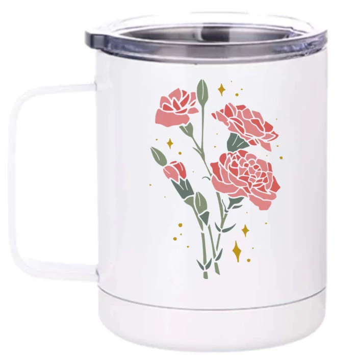 Flower Art Front & Back 12oz Stainless Steel Tumbler Cup