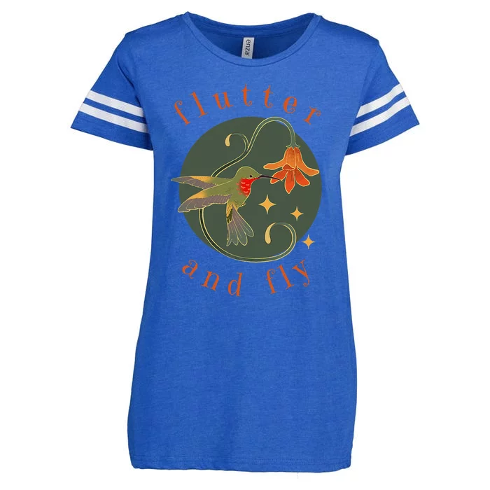 Flutter and Fly apparel hummingbird and flower Enza Ladies Jersey Football T-Shirt