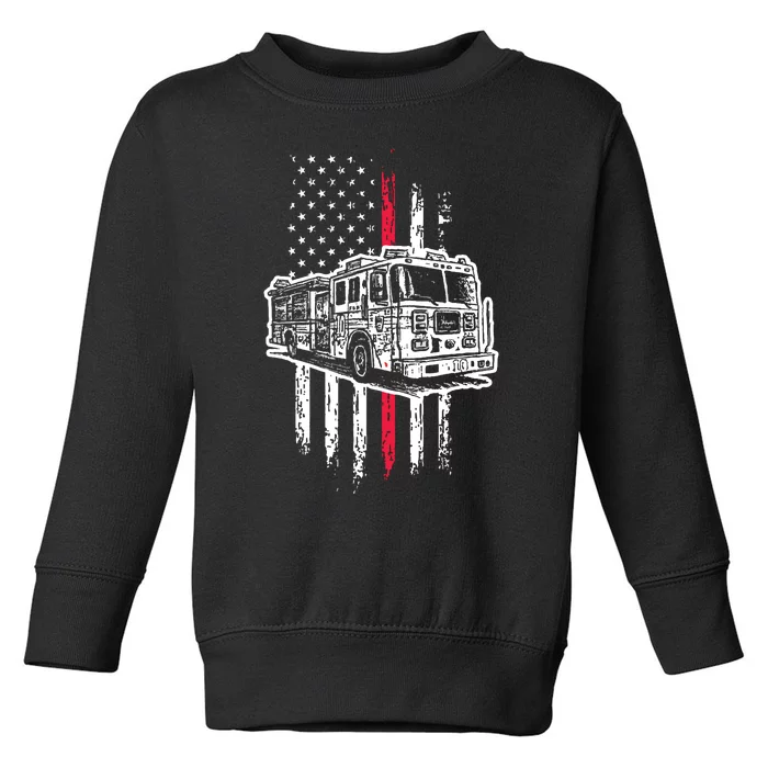 Fireman American Flag Red Line US Firefighter Toddler Sweatshirt