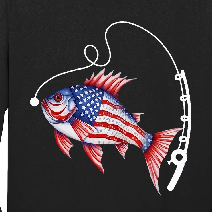 Fisherman American Flag Fishing Long Sleeve Shirt