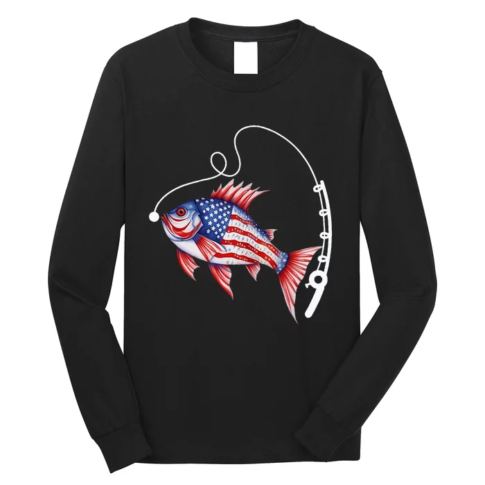 Fisherman American Flag Fishing Long Sleeve Shirt